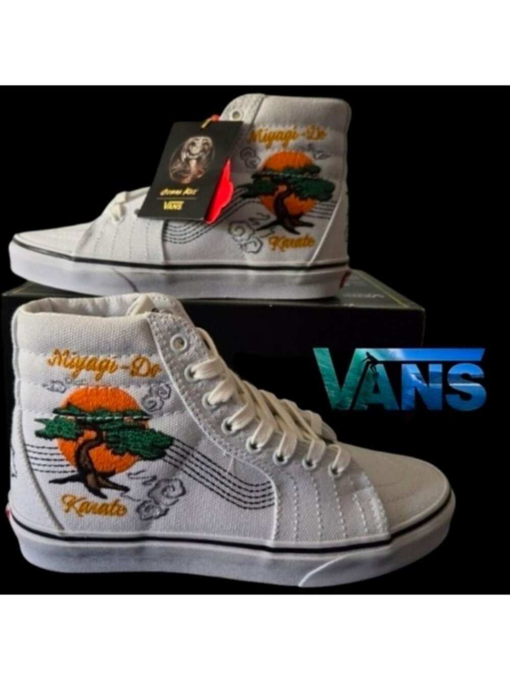 VANS  COBRA KAI SK8-HI Women 5 Miyagi Do LaRusso White canvas NWT 0826